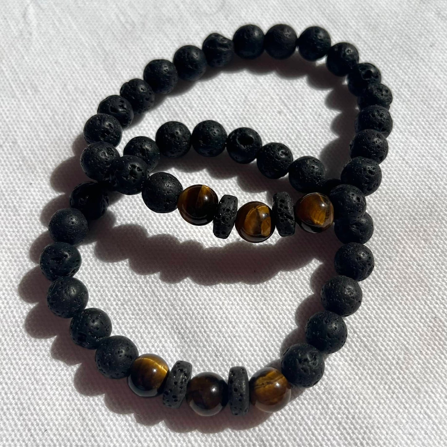 Lava Stone Tiger Eye Bracelet - Lithos Crystals