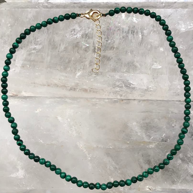 Malachite Beaded Necklace - Lithos Crystals