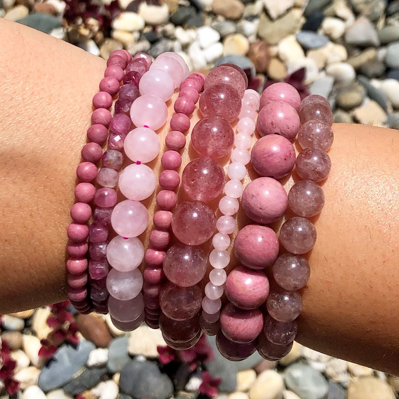 Rose Quartz Bracelet - Lithos Crystals