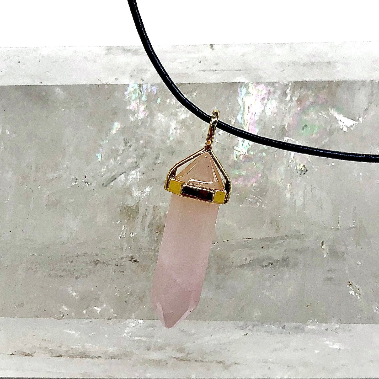 Rose Quartz Point Pendant - Lithos Crystals