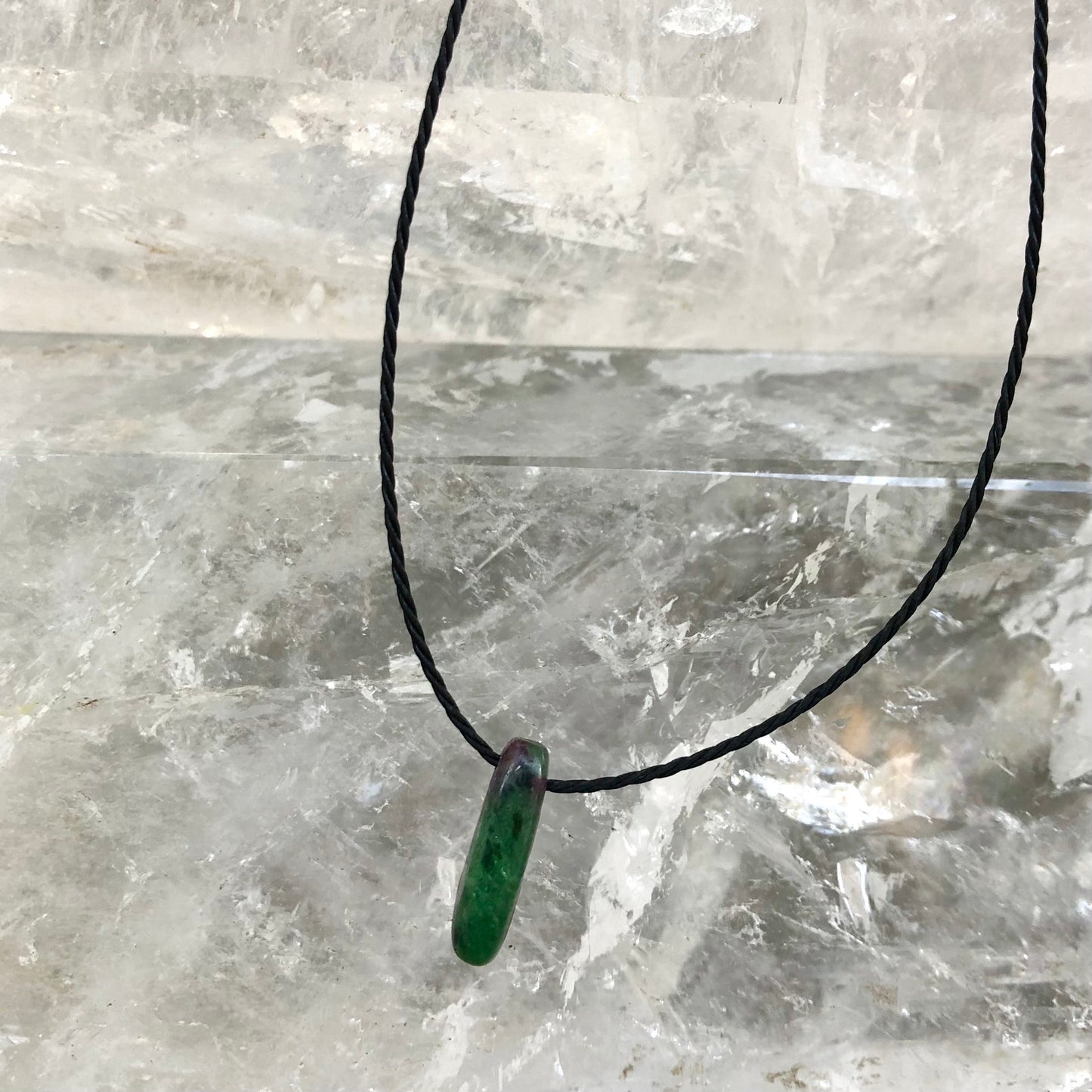 Ruby Zoisite Mini Pendant - Lithos Crystals