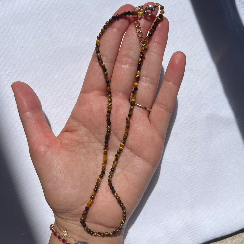 Tiger Eye Beaded Necklace - Lithos Crystals