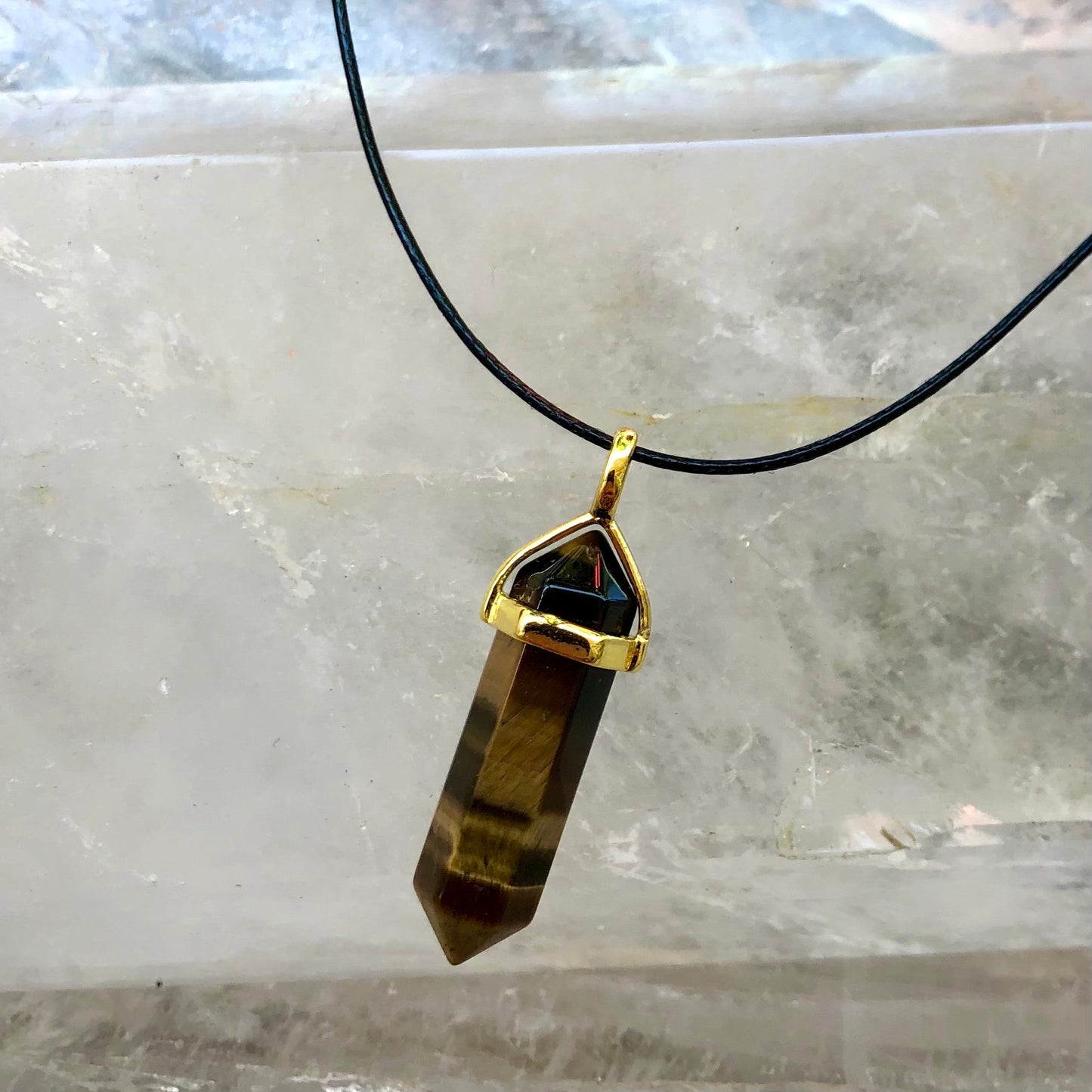 Tiger Eye Point Pendant - Lithos Crystals