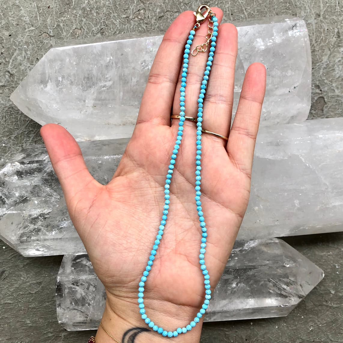 Turquoise Faceted Beaded Necklace - Lithos Crystals