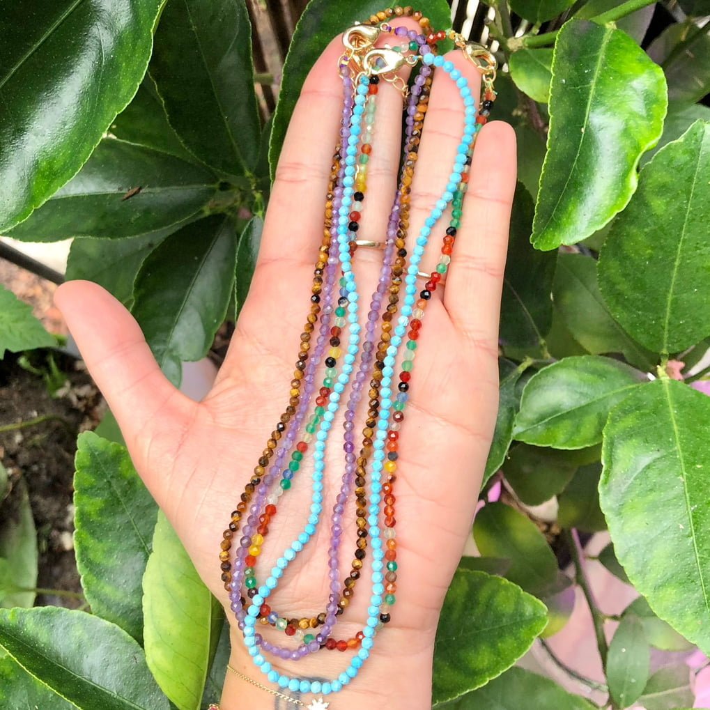 Turquoise Faceted Beaded Necklace - Lithos Crystals