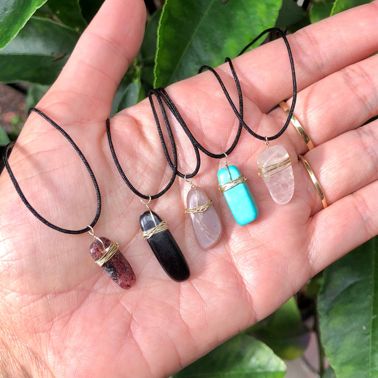 Turquoise Wire Wrap Pendant - Lithos Crystals
