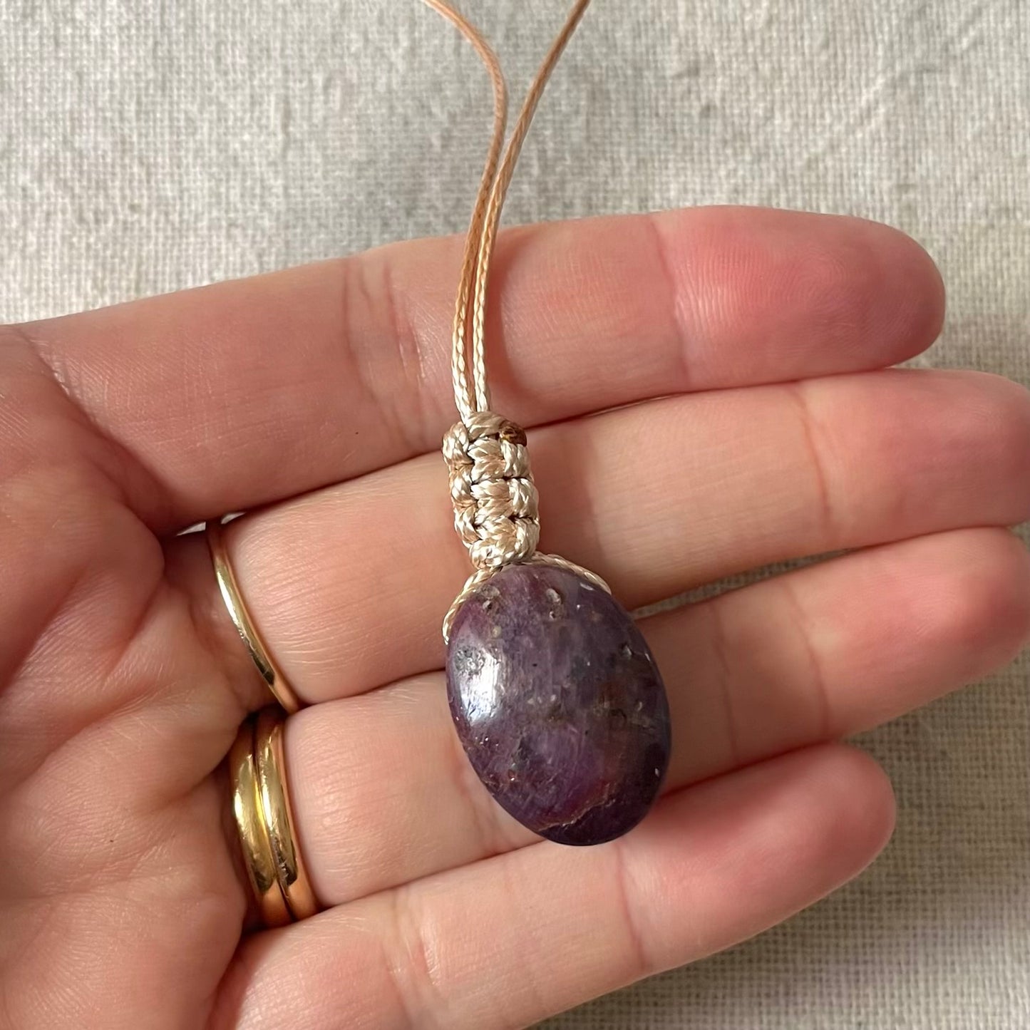 Ruby Woven Oval Pendant #1 - ONE OF A KIND