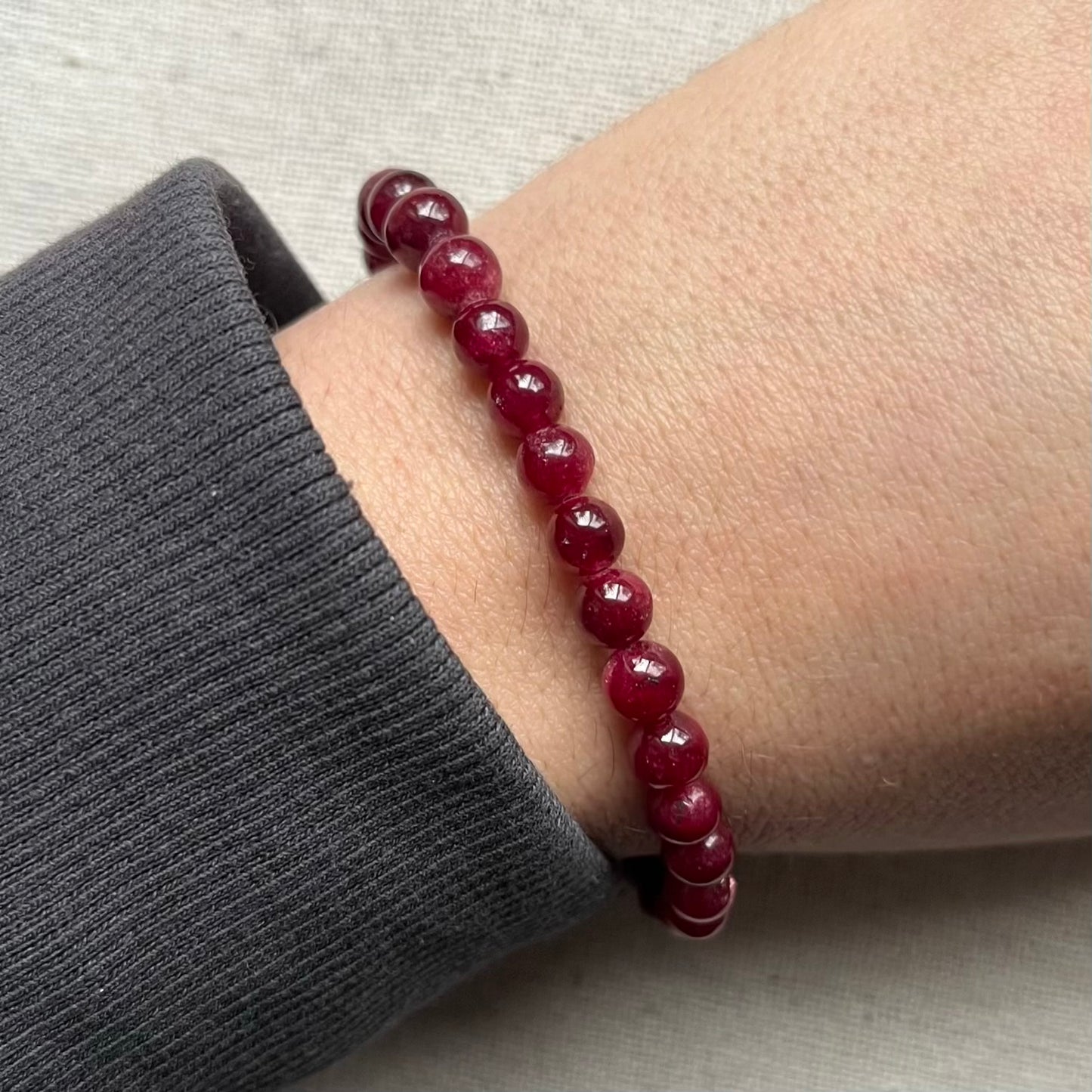 Ruby 6mm Beaded Bracelet - Passion