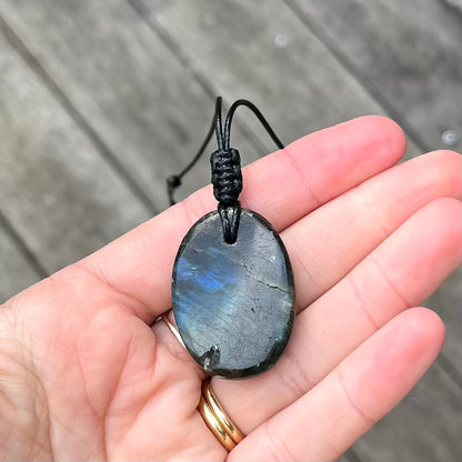 Labradorite Oval Small Pendant - ONE OF A KIND