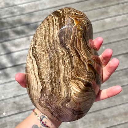 Chocolate Calcite Large Crystal Bowl - Grounding, Healing, Confidence