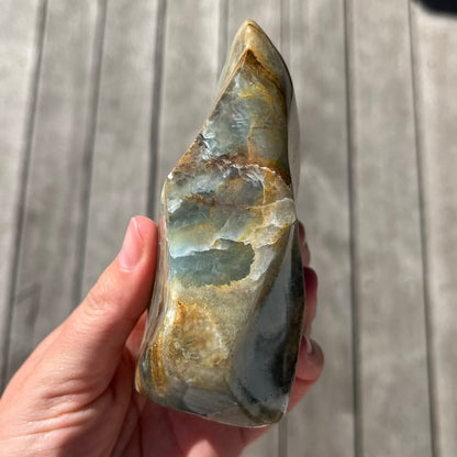 Blue Onyx Large Flame Crystal - Calm, Peace, Grounding