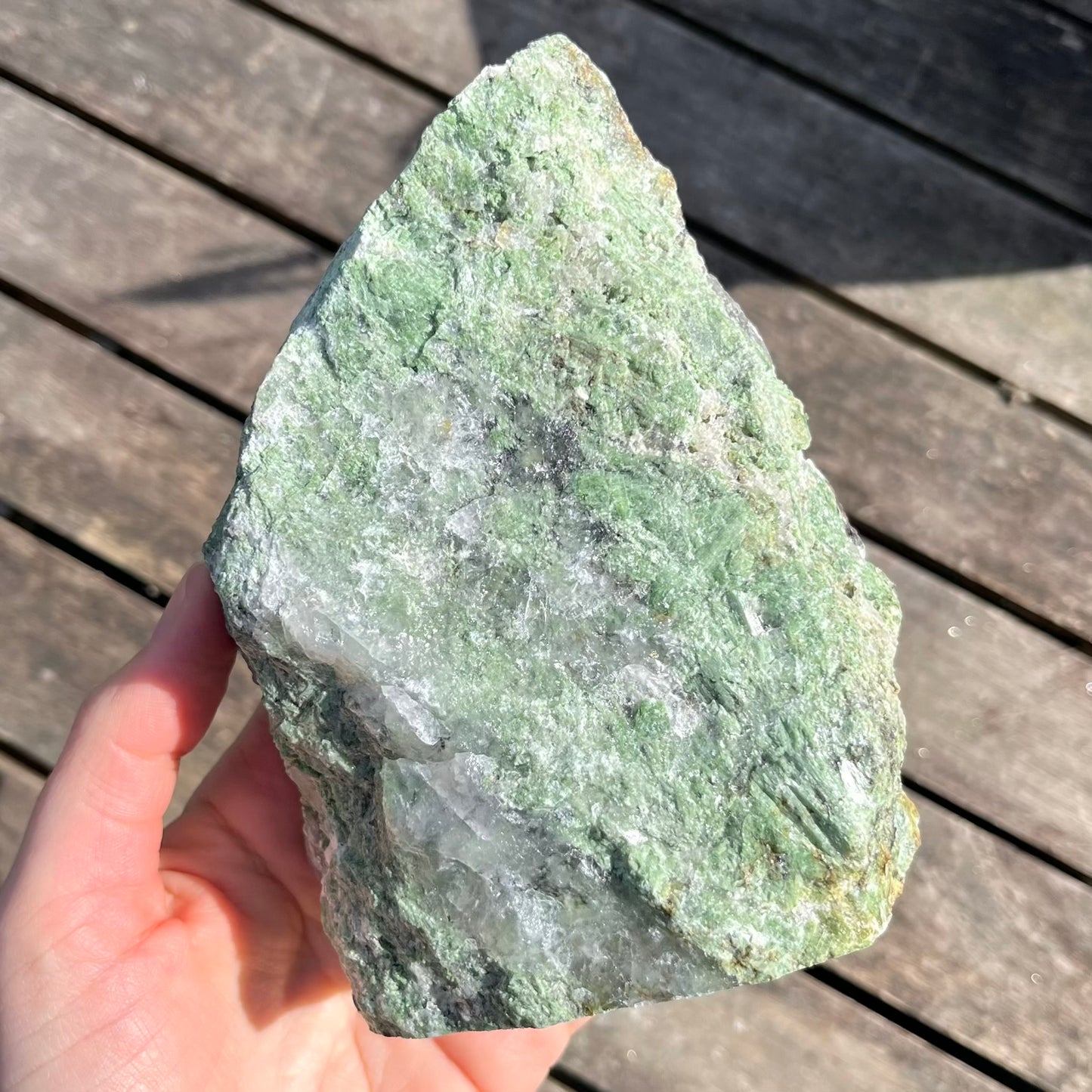 Green Aventurine & Quartz XL Raw Base-cut Crystal - Prosperity, Growth