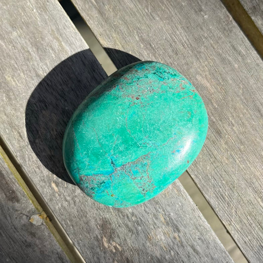 Malachite Chrysocolla Palm Stone Crystal - Positivity, Transformation
