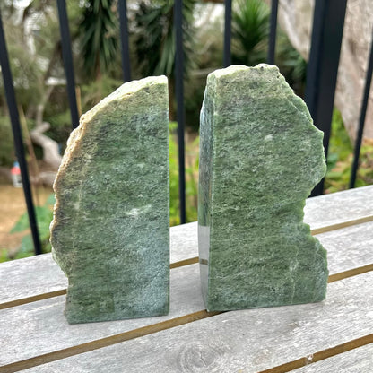 Jadeite Crystal Bookend Pair - Balance, Stability