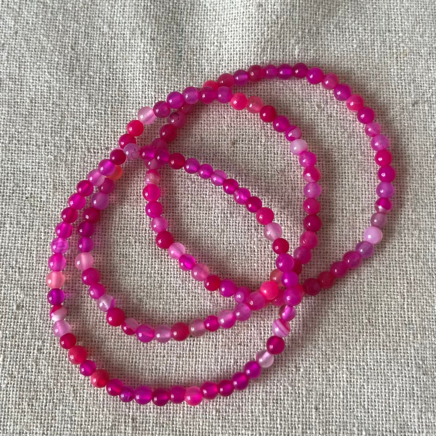 Pink Agate 4mm Beaded Bracelet - Nurturing