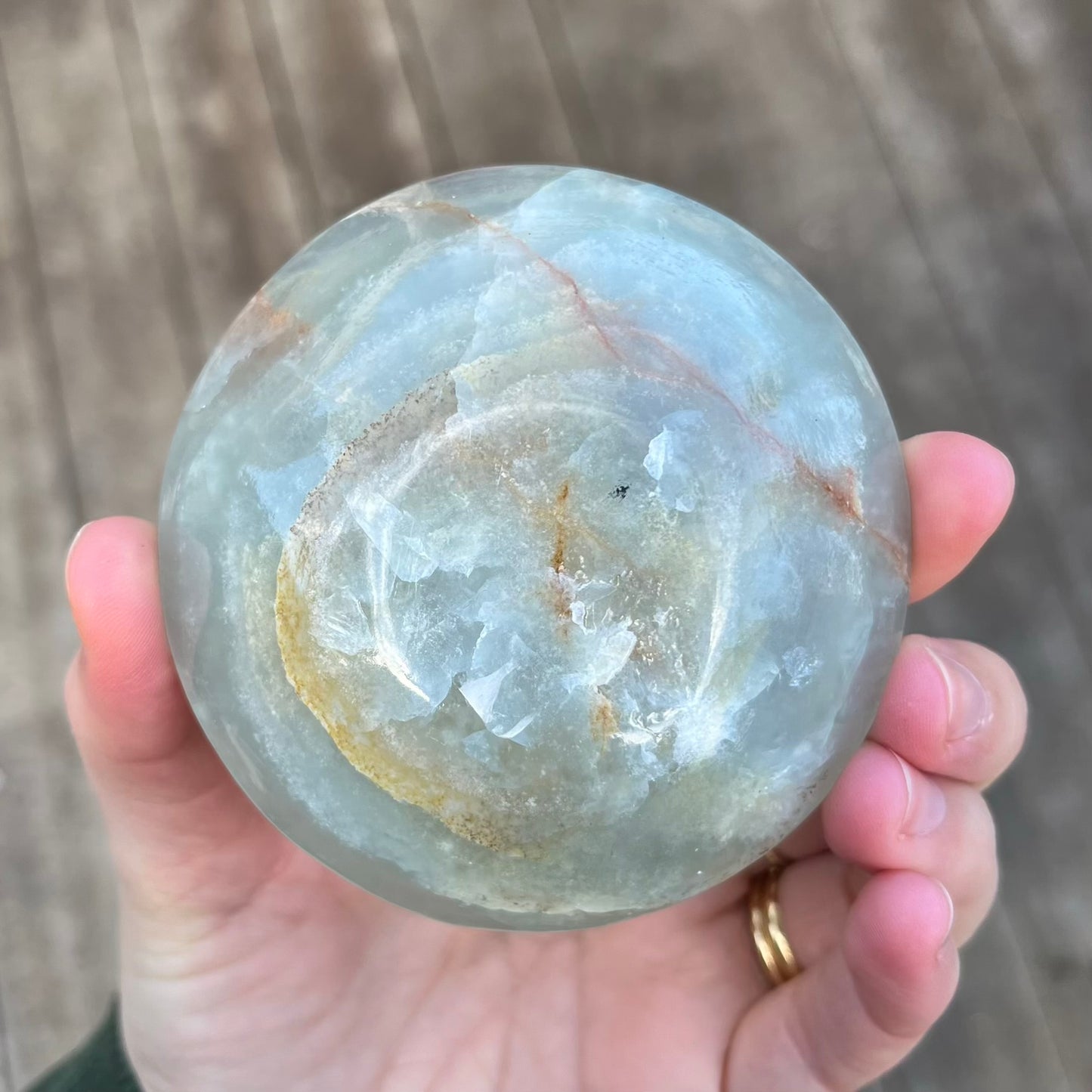 Blue Onyx Small Round Crystal Bowl - Calm, Peace, Grounding