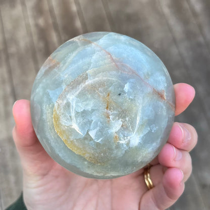 Blue Onyx Small Round Crystal Bowl - Calm, Peace, Grounding