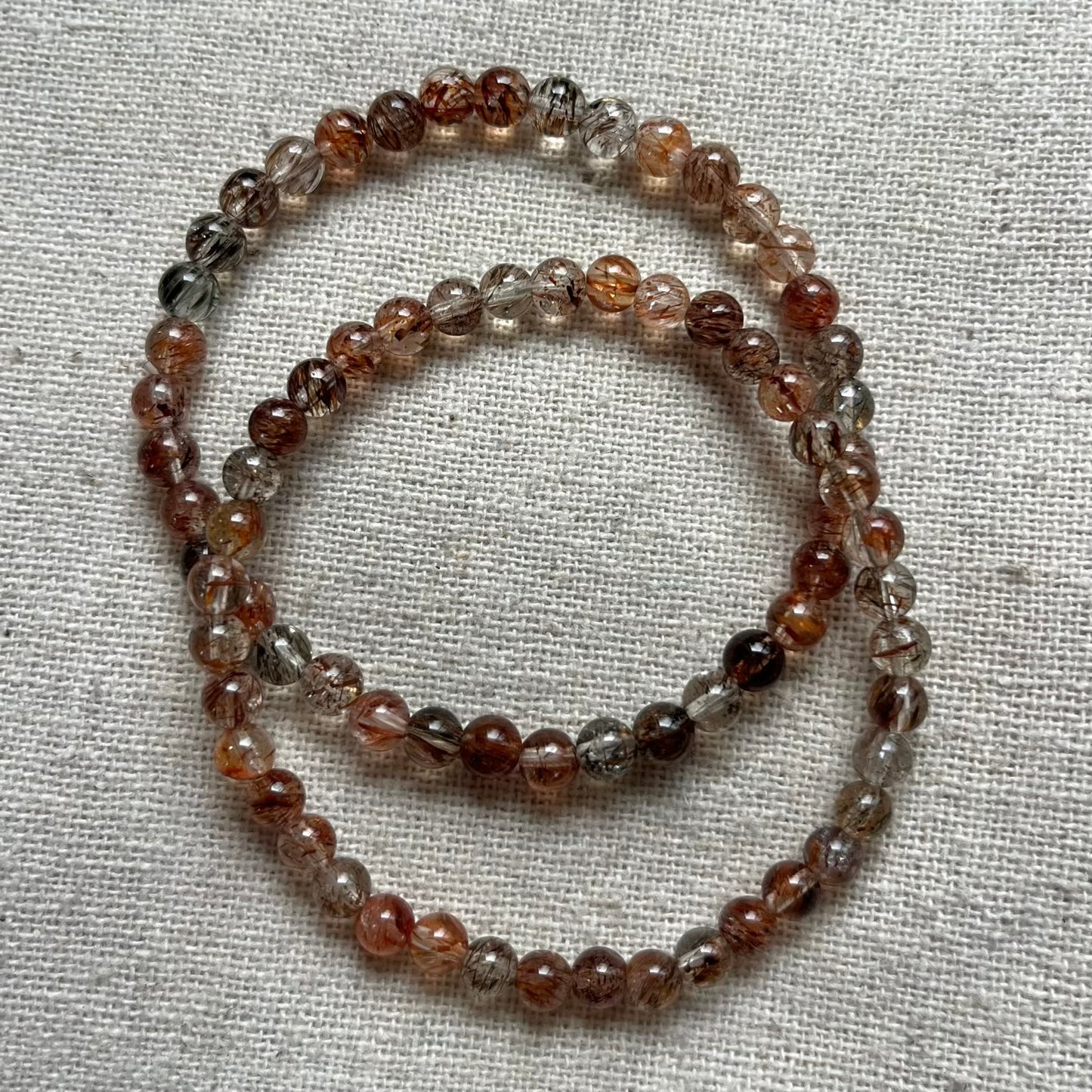 Black Gold Super Seven Quartz 4mm Beaded Bracelet - Resilliance