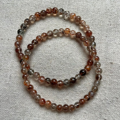 Black Gold Super Seven Quartz 4mm Beaded Bracelet - Resilliance