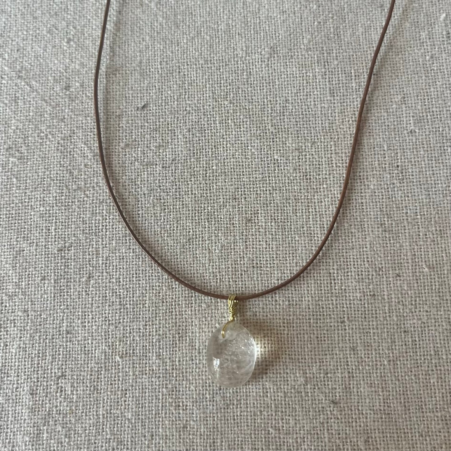 Clear Quartz Cabochon Pendant - ONE OF A KIND