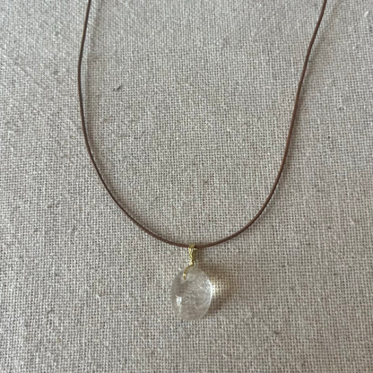 Clear Quartz Cabochon Pendant - ONE OF A KIND