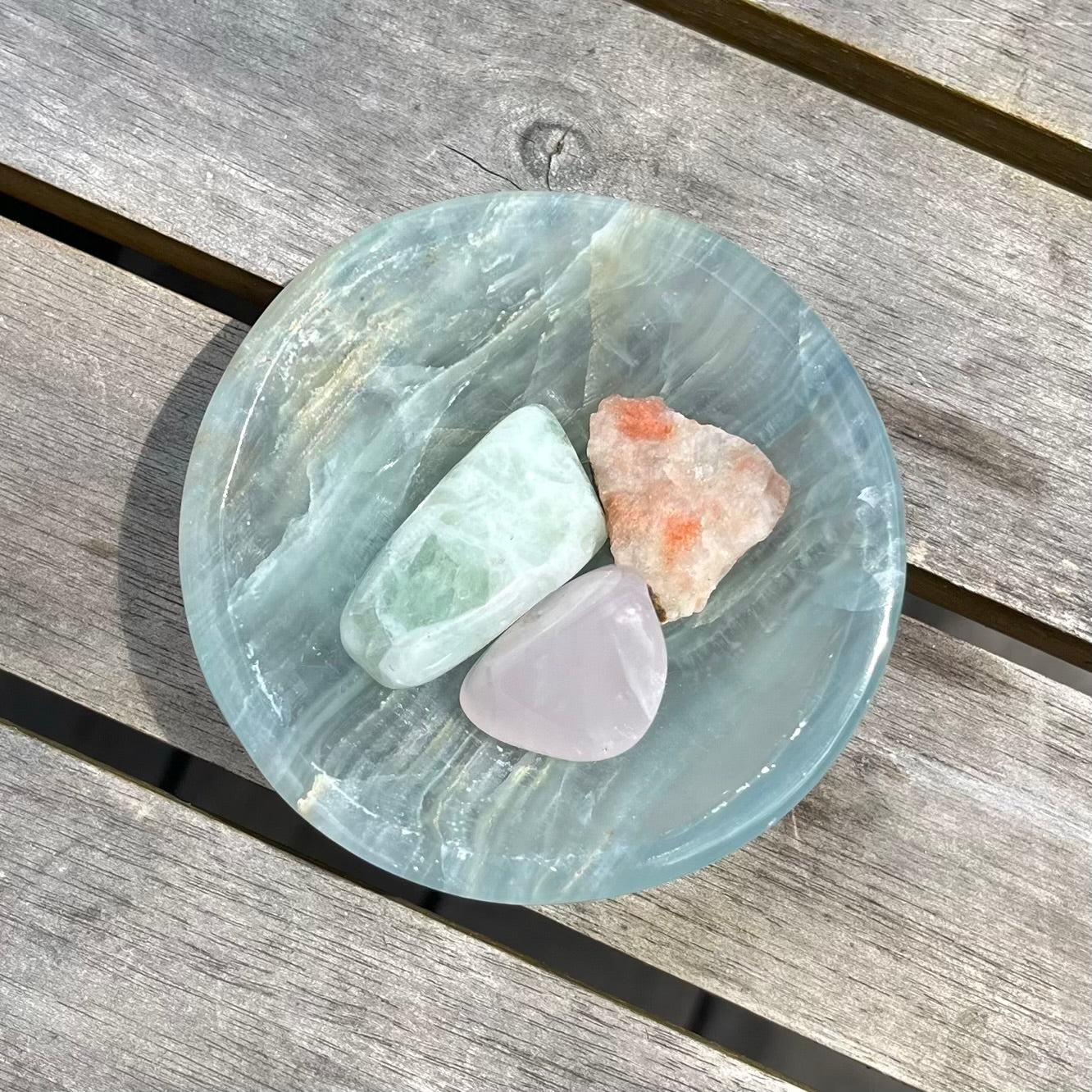 Blue Onyx Small Crystal Bowl - Calm, Peace, Grounding