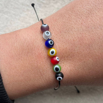 Coloured Evil Eye Cord Bracelet