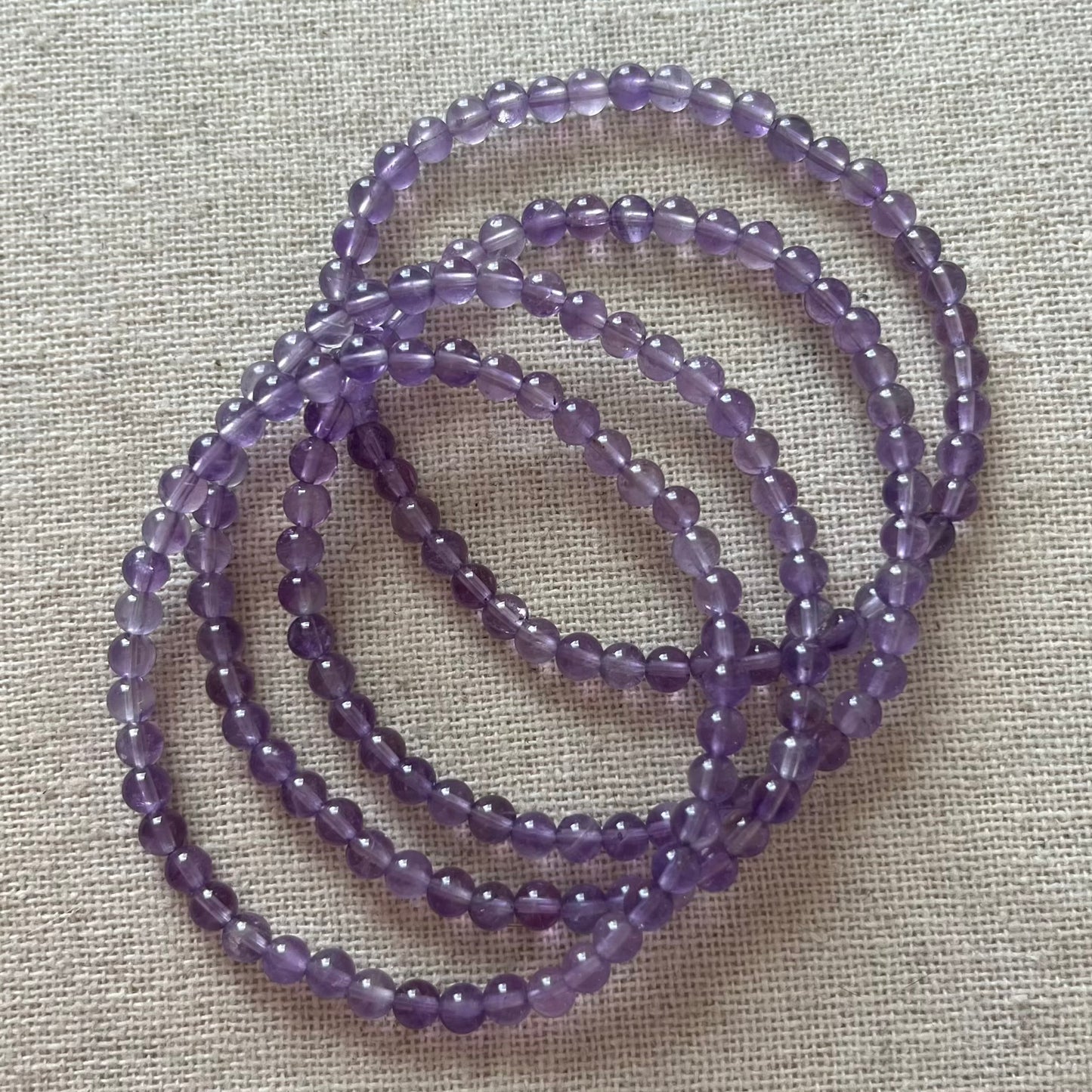 Amethyst 4mm Beaded Bracelet - Spiritual Protection