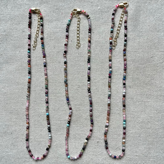 Crystal Mix 3mm Facet Beaded Necklace
