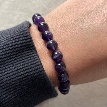 Amethyst 8mm Beaded Bracelet - Spiritual Protection