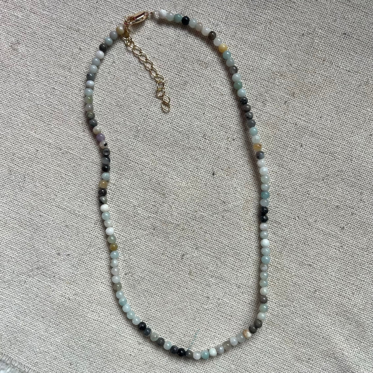 Amazonite 3mm Beaded Necklace - Peace