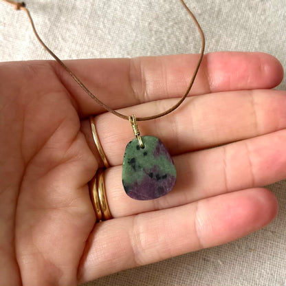 Ruby Zoisite Cabochon Pendant - ONE OF A KIND