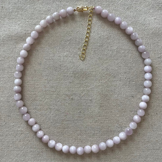 Kunzite 6mm Beaded Necklace - Emotional Healing
