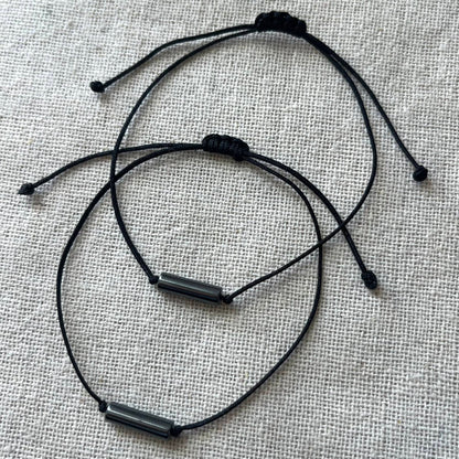 Simple Cord Bracelet - Black Hematite