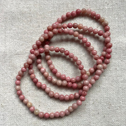 Rhodochrosite 4mm Beaded Bracelet - Compassion