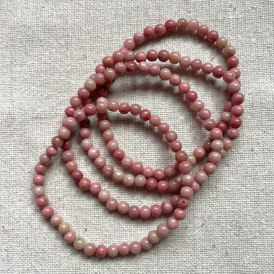 Rhodochrosite 4mm Beaded Bracelet - Compassion