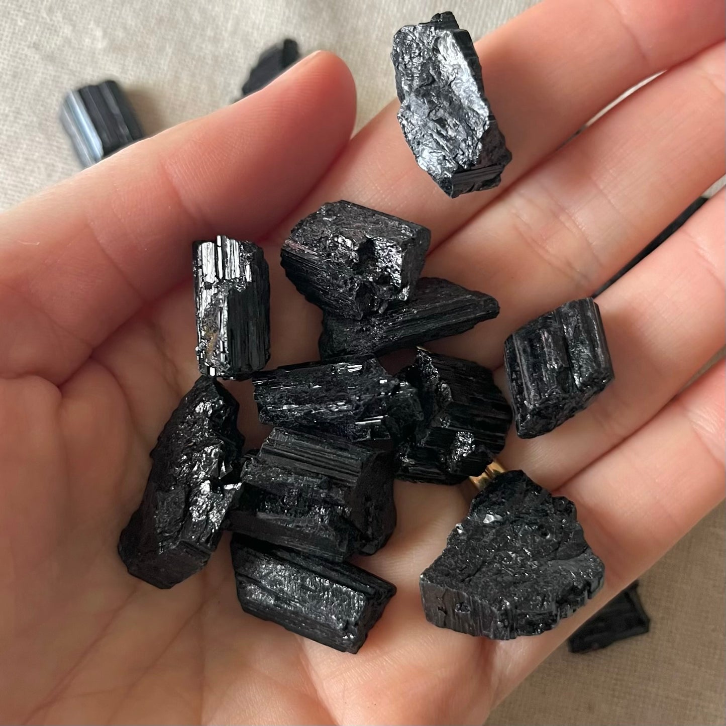 Black Tourmaline Small Raw Stone - Protection, Grounding, Balance