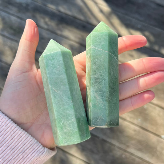 Green Aventurine Medium Point Crystal - Prosperity, Growth