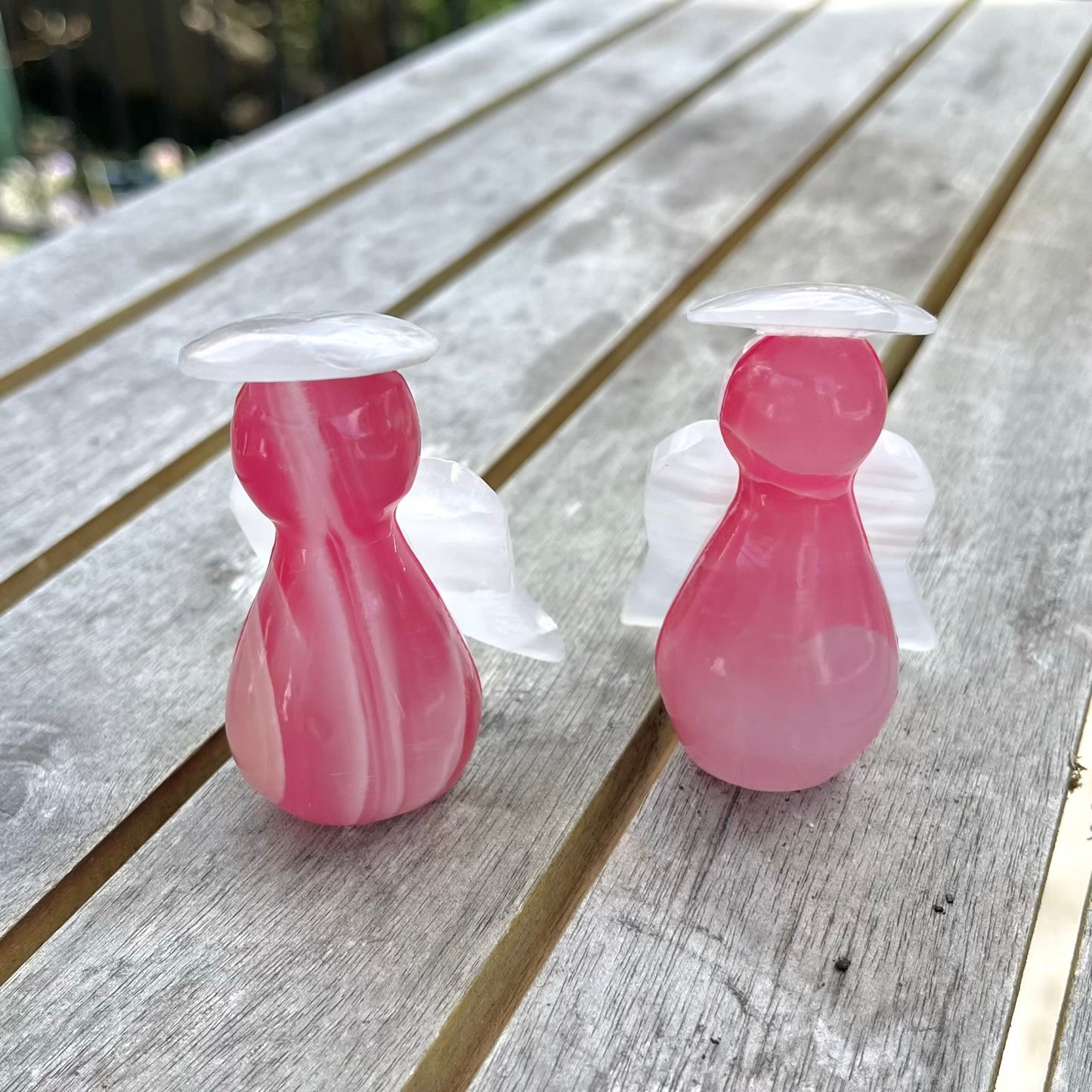 Pink Onyx Small Angel Crystal - Nurturing, Comforting