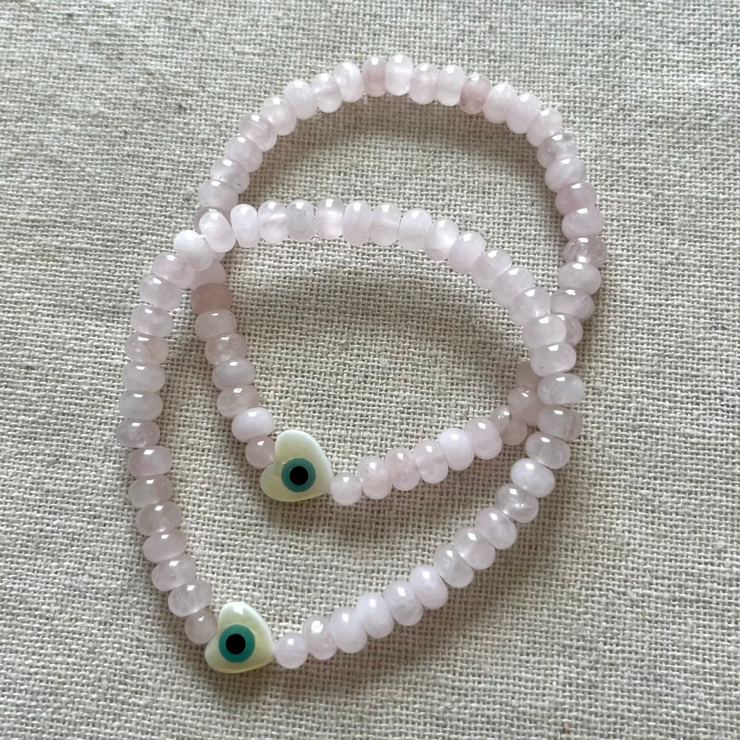 Hera’s Heart Evil Eye Protection Bracelet - Rose Quartz