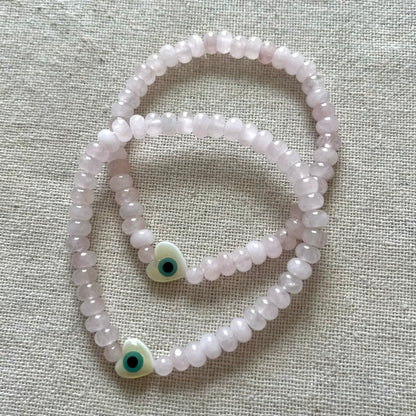 Hera’s Heart Evil Eye Protection Bracelet - Rose Quartz