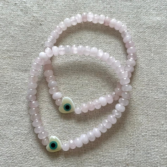 Hera’s Heart Evil Eye Protection Bracelet - Rose Quartz