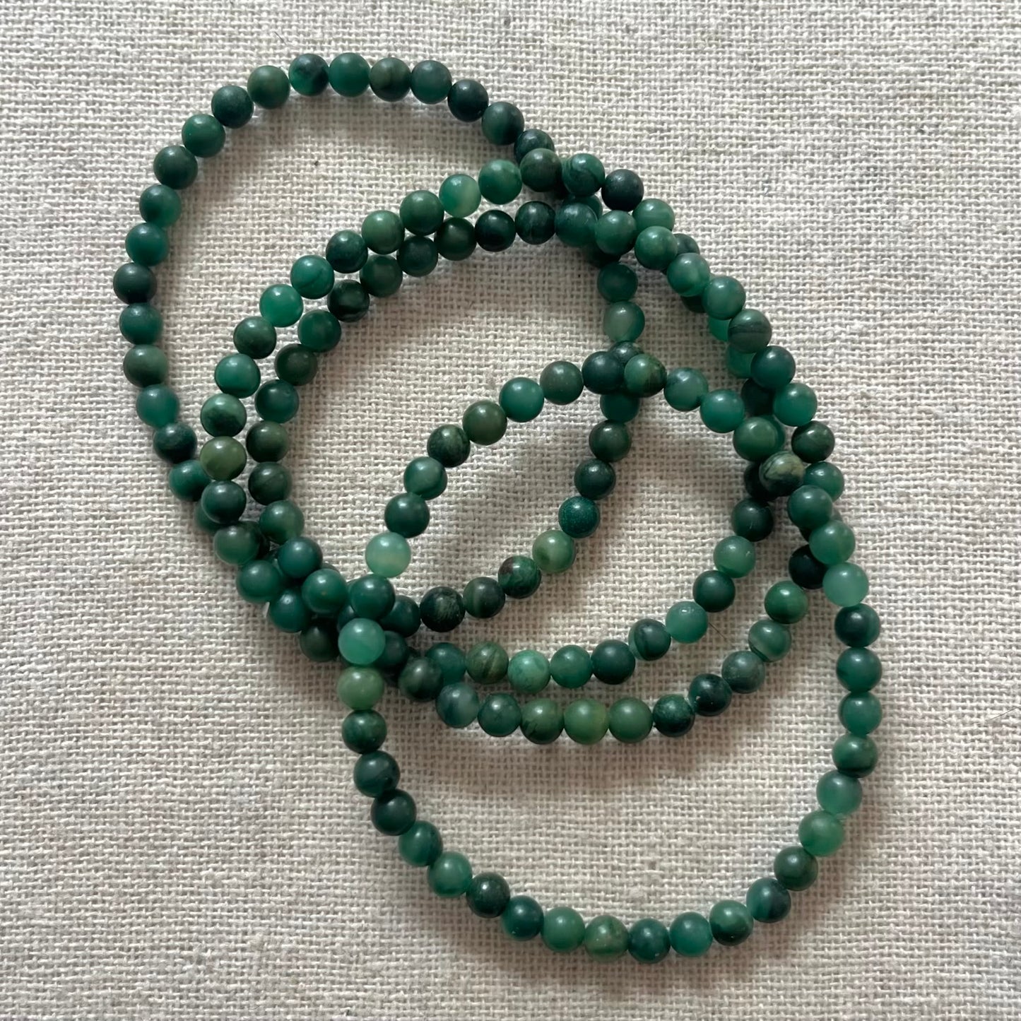 Green Jade 4mm Beaded Bracelet - Luck