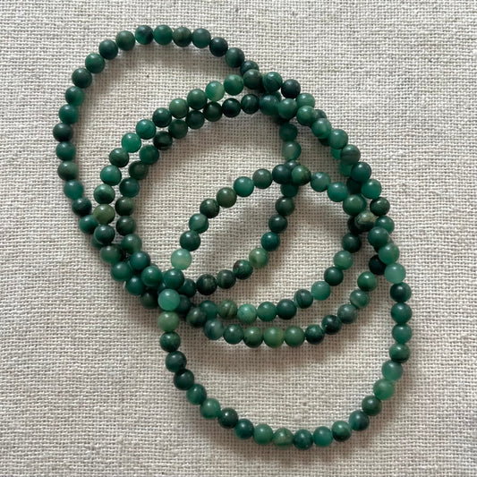 Green Jade 4mm Beaded Bracelet - Luck