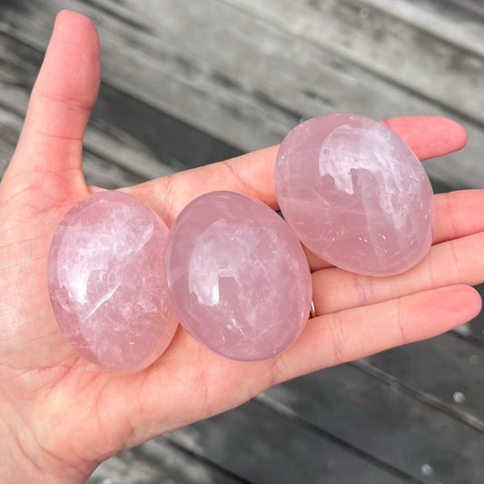 Rose Quartz Palm Stone Crystal - Unconditional Love, Emotional Healing