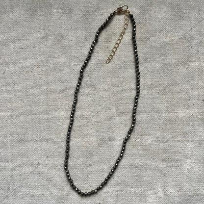Pyrite 3mm Facet Beaded Necklace - Wealth