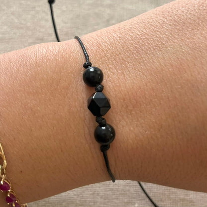 Grounding Cord Bracelet - Obsidian