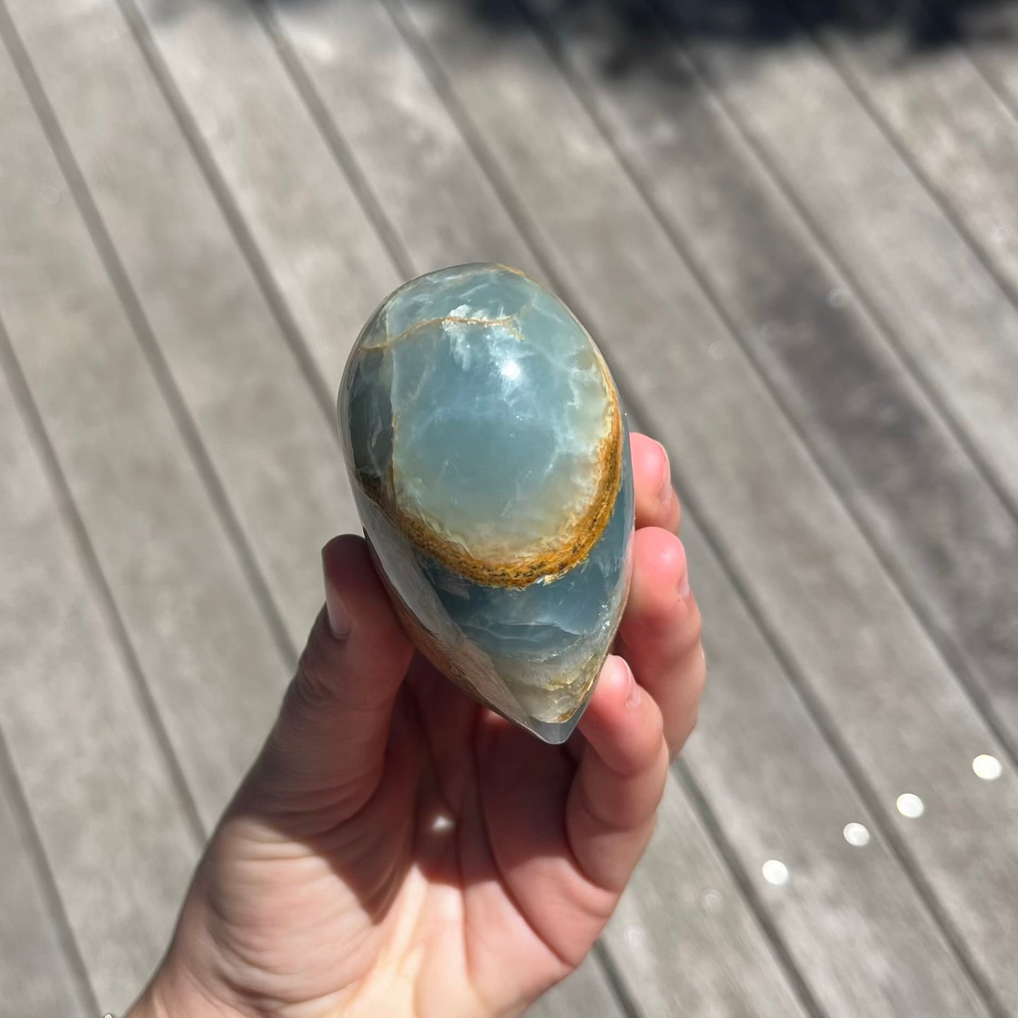 Blue Onyx Large Heart Crystal - Calm, Peace, Grounding