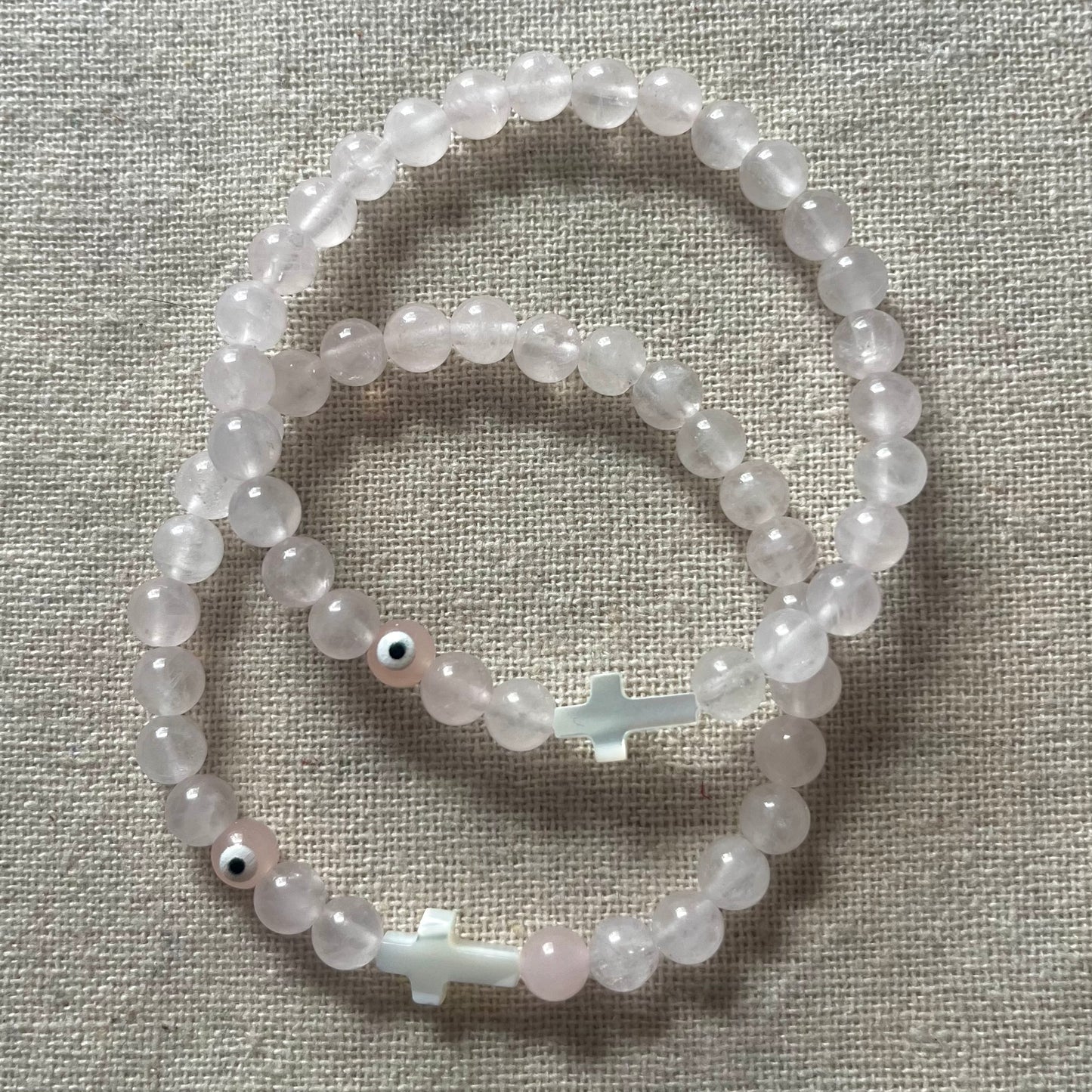 Mati Evil Eye Bracelet - Rose Quartz