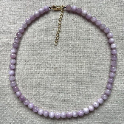 Kunzite 6mm Beaded Necklace - Emotional Healing